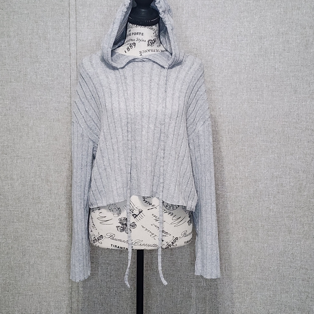 SHEIN Light Gray Ribbed Hoodie